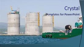  Presentation with oil platform - Audience pleasing PPT layouts consisting of coastal engineering - ocean tug towing the base backdrop and a light blue colored foreground