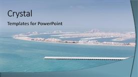  Presentation with far away - PPT theme consisting of coastal engineering - pier palm jumeirah island far background and a light blue colored foreground
