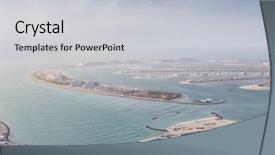  Presentation with dubai palm - Slides featuring coastal engineering - sea shore palm jumeirah island background and a light gray colored foreground