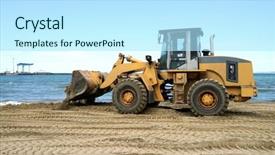  Presentation with tractor - Slide deck consisting of coastal engineering - tractor on the sea beach background and a cool aqua colored foreground