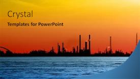  Presentation with coastal - Presentation having coastal-factory-cityscape background and a gold colored foreground