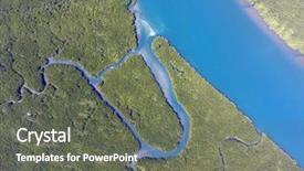  Presentation with strait - Amazing PPT layouts having coastal forest - aerial view on estuaries backdrop and a gray colored foreground