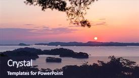  Presentation with sunset - Presentation design having coastal forest - matsushima at sunset background and a  colored foreground