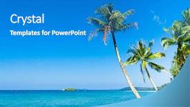  Presentation with christian palm sunday - Amazing PPT theme having coastal forest - serenity shore palm panorama backdrop and a  colored foreground