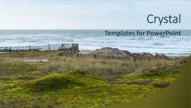  Presentation with coastal - Colorful slides enhanced with coastal landscape in brittany france backdrop and a sky blue colored foreground