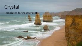  Presentation with coastal - Slide deck having coastal landscape of port campbell background and a light blue colored foreground