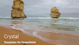  Presentation with coastal - Theme featuring coastal landscape of port campbell national park background and a coral colored foreground