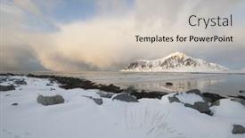  Presentation with coastal - PPT layouts consisting of coastal landscape on flakstadoya island loftofen norway background and a lemonade colored foreground