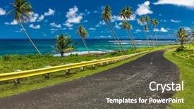  Presentation with samoa - Amazing slide set having coastal road lined with palm backdrop and a dark gray colored foreground