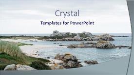  Presentation with beach rocks - PPT theme consisting of coastal rocks and cloudy sky on the beach praia castineira on the peninsula o grove galicia northen spain coastline landscape in overcast weather background and a sky blue colored foreground