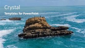  Presentation with beach rocks - Presentation theme with coastal-rocks-near-the-beach background and a  colored foreground