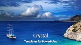  Presentation with turkey style travel - Colorful presentation theme enhanced with coastal shipping - beach kaputas mediterranean coast turkey backdrop and a ocean colored foreground