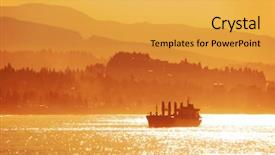  Presentation with ship shipping - Amazing theme having coastal shipping - cargo ship in sea backdrop and a  colored foreground