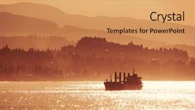  Presentation with ship shipping - Amazing theme having coastal shipping - cargo ship in sea backdrop and a  colored foreground