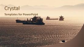  Presentation with ship shipping - Presentation theme consisting of coastal shipping - cargo ship with mountain silhouette background and a lemonade colored foreground