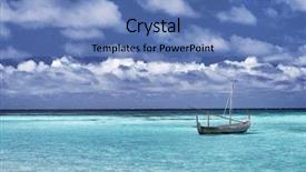  Presentation with sea fishing - Presentation theme having coastal shipping - little boat in the sea background and a teal colored foreground