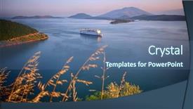  Presentation with electric sailing ship - Beautiful slides featuring coastal shipping - ship passenger sails along backdrop and a ocean colored foreground