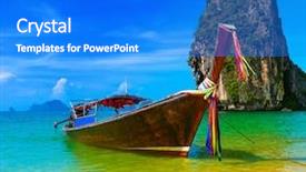  Presentation with summer at the beach - Beautiful slides featuring coastal shipping - summer beach tropical landscape thailand backdrop and a cobalt blue colored foreground