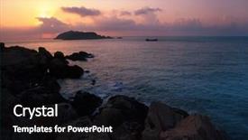  Presentation with coastal - Cool new presentation theme with coastal sunrise on the rocky coastline in the southeast of china backdrop and a black colored foreground