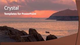  Presentation with rocky ocean coast - Beautiful PPT layouts featuring coastal sunrise on the rocky backdrop and a  colored foreground
