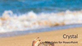  Presentation with blue eyes technology eye scan - Colorful presentation theme enhanced with coastal threats - sea menacing eyes backdrop and a  colored foreground