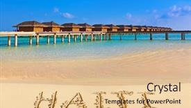  Presentation with goa beach - Beautiful presentation design featuring goa coastline - word haiti on beach backdrop and a lemonade colored foreground