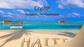  Presentation with goa - Slide deck with goa coastline - word haiti on beach background and a light blue colored foreground