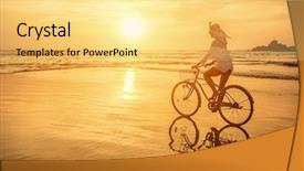  Presentation with sunny sky - Presentation design with coastline and looking on beautifull background and a yellow colored foreground