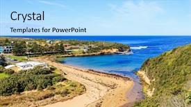  Presentation with australia engineer - Slides enhanced with coastline and town of apollo background and a light blue colored foreground