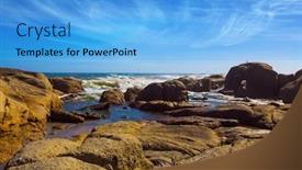  Presentation with atlantic city - Presentation theme enhanced with coastline-beach-and-stones background and a light blue colored foreground