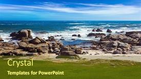  Presentation with atlantic city - PPT theme consisting of coastline-beach-and-stones background and a tawny brown colored foreground