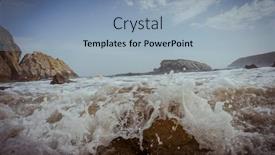  Presentation with beach rocks - Slides featuring coastline-beach-with-rocks background and a light blue colored foreground