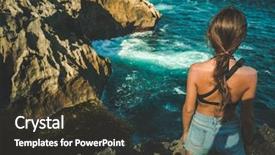  Presentation with cliff - Amazing PPT theme having coastline in nusa penida indonesia backdrop and a dark gray colored foreground