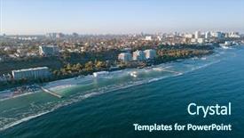  Presentation with clear water - Audience pleasing PPT theme consisting of coastline of city odesa ukraine backdrop and a ocean colored foreground