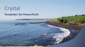  Presentation with driving over a cliff - Slide set consisting of coastline-over-basalt-in-chixi background and a light blue colored foreground