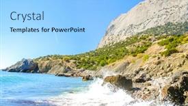  Presentation with sea port - PPT theme consisting of coastline-port-city background and a light blue colored foreground