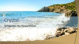  Presentation with sea port - Slide deck with coastline-port-city background and a light blue colored foreground