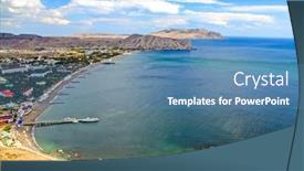  Presentation with sea port - Slide deck enhanced with coastline-port-city background and a teal colored foreground