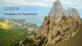  Presentation with sea port - PPT theme enhanced with coastline-port-city background and a light blue colored foreground