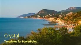  Presentation with sea port - PPT theme having coastline-port-city background and a tawny brown colored foreground