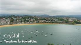  Presentation with city - PPT theme consisting of coastline-view-of-the-city background and a gray colored foreground