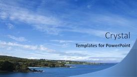  Presentation with blue sky - Presentation theme featuring coastline-with-blue-sky background and a light blue colored foreground