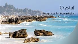  Presentation with blue - Presentation theme having coastline-with-very-blue-waters background and a light blue colored foreground