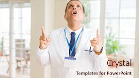  Presentation with fingers - PPT theme with coat and id card badge background and a lemonade colored foreground