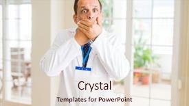  Presentation with medical concept - PPT theme featuring coat and id card badge background and a lemonade colored foreground