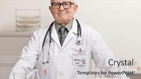  Presentation with lab coat - Presentation theme having coat and stethoscope in science background and a  colored foreground