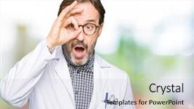  Presentation with eye medical - Colorful presentation enhanced with coat doing ok gesture shock backdrop and a lemonade colored foreground