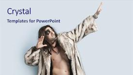  Presentation with light blue - Beautiful PPT theme featuring coat looking up with arms backdrop and a sky blue colored foreground