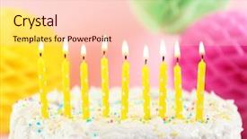  Presentation with birthday cake - Audience pleasing slides consisting of coat many colors - birthday cake with candles backdrop and a  colored foreground