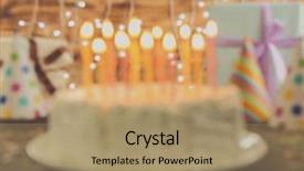  Presentation with birthday cake - Slides consisting of coat many colors - blurred birthday cake with candles background and a coral colored foreground